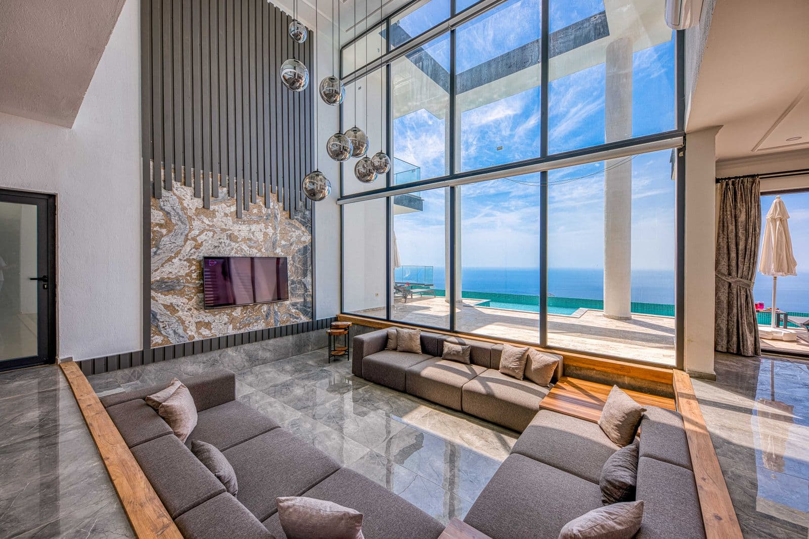 Modern living room with a view